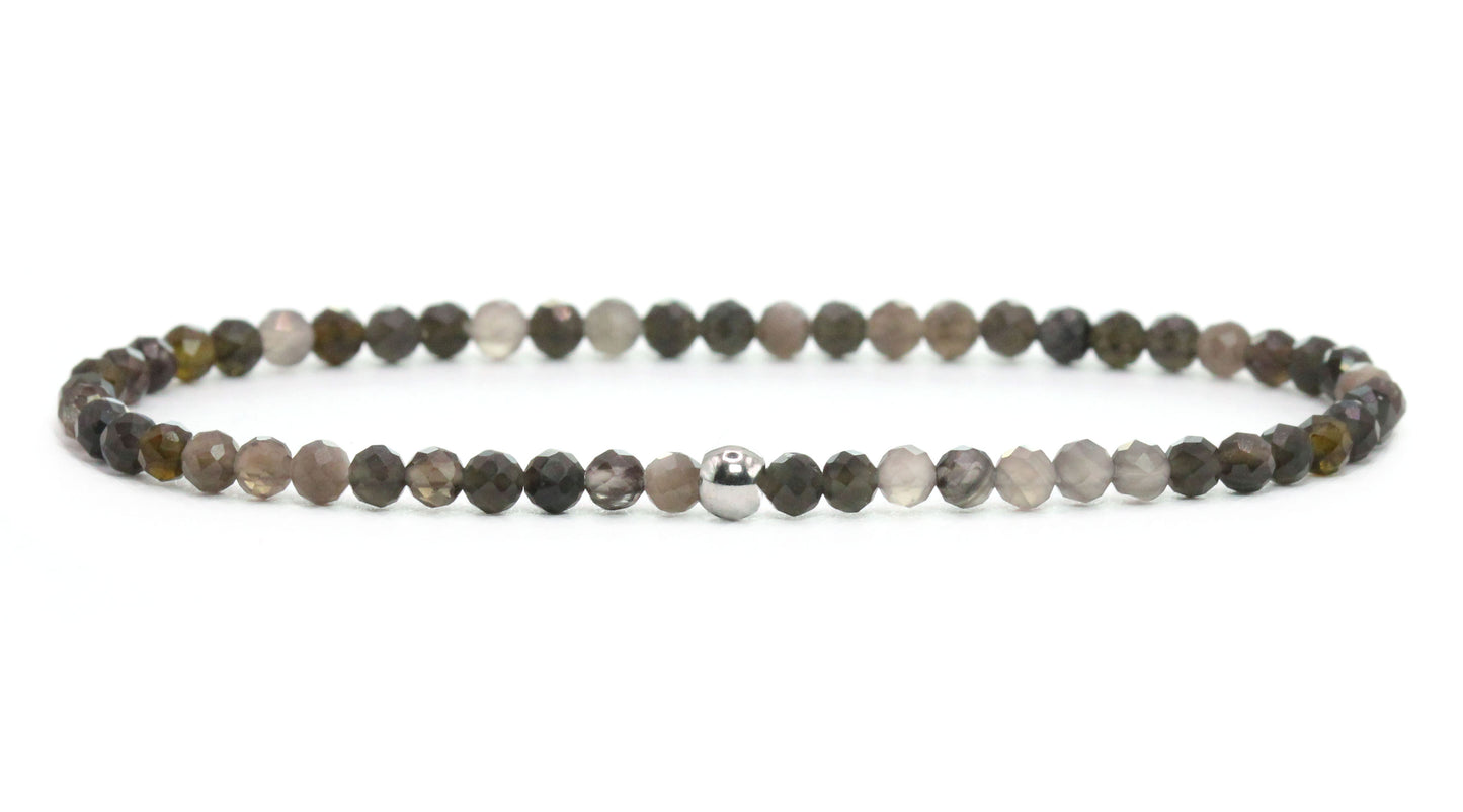 Silberobsidian Edelstein Armband 3mm facettiert