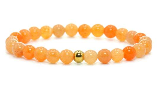 Oranger Aventurin Edelstein Armband 6mm mit Edelstahlkugel