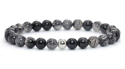 Turmalinquarz Edelstein Armband 6mm mit Edelstahlkugel