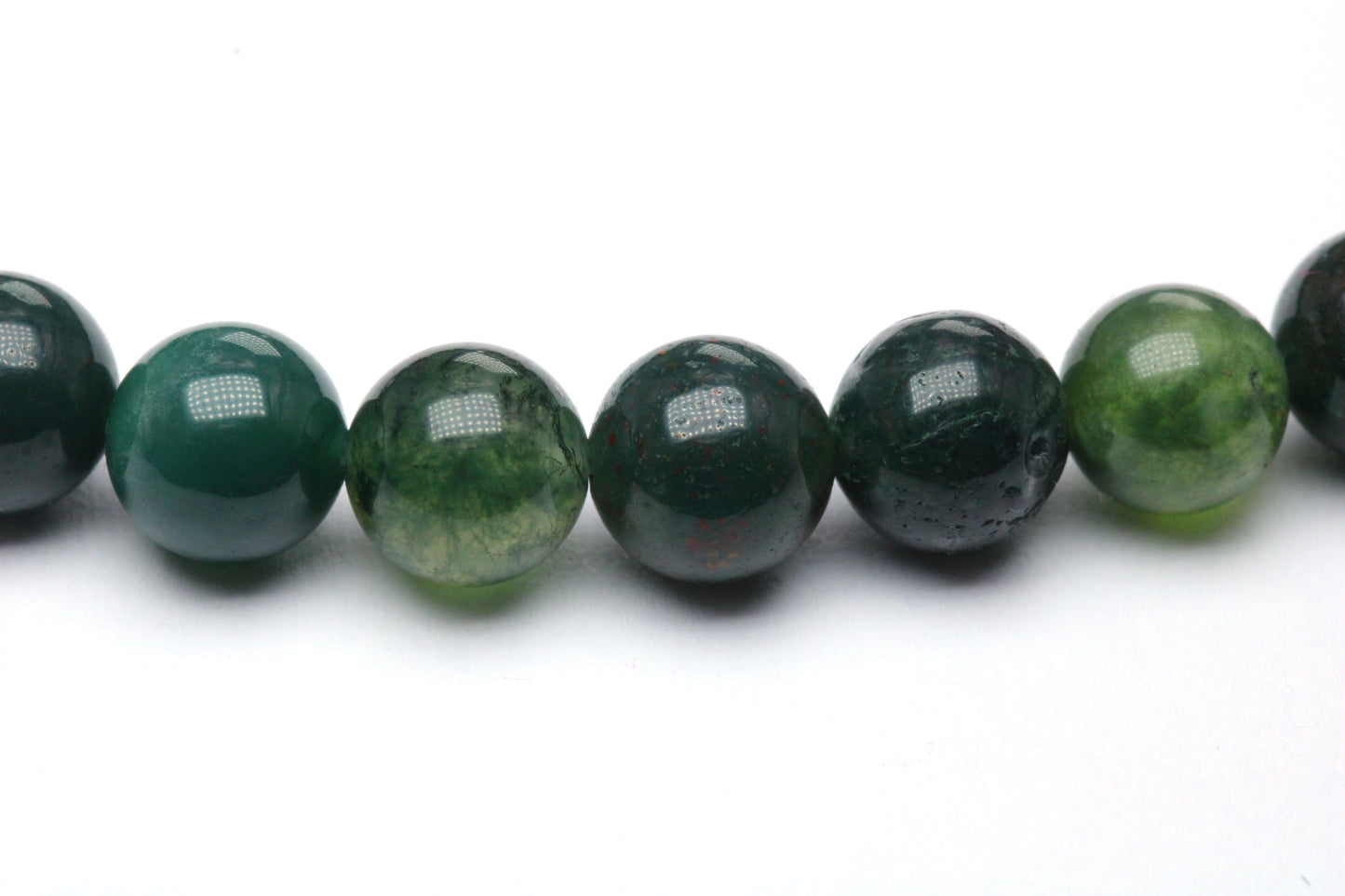 Moosachat Edelstein Armband mit Edelstahlherz