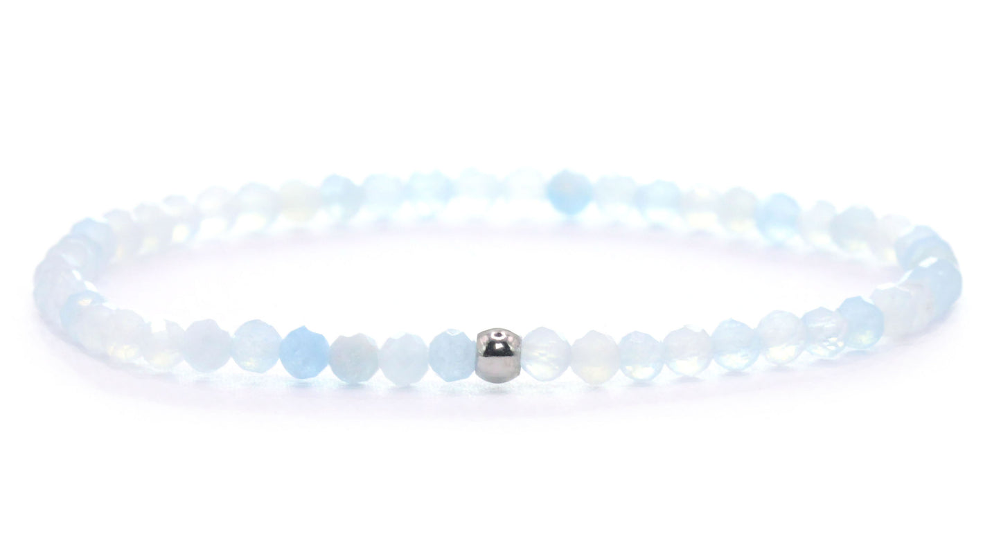 Blauer Spitzenachat Edelstein Armband 3mm facettiert