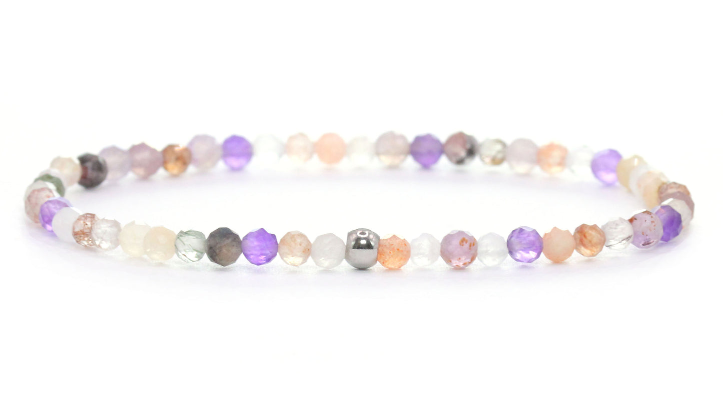 Super Seven Amethyst Edelstein Armband 3mm facettiert