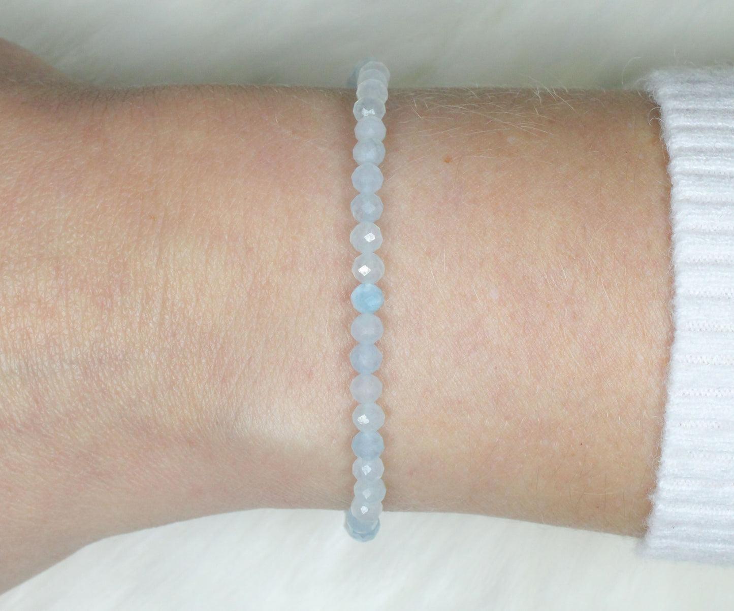 Blauer Spitzenachat Edelstein Armband 3mm facettiert