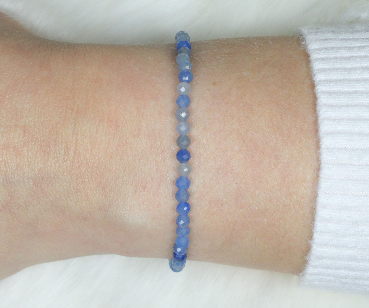 Blauer Aventurin Edelstein Armband 3mm facettiert