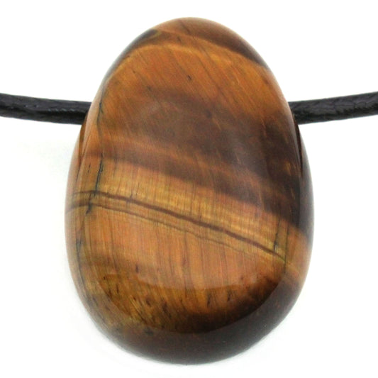 Echter Tigerauge Tropfenanhänger mit gewachstem Baumwollband