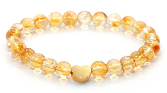 Citrin Edelstein Armband mit Edelstahlherz