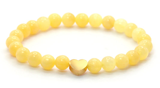 Calcit Edelstein Armband mit Edelstahlherz