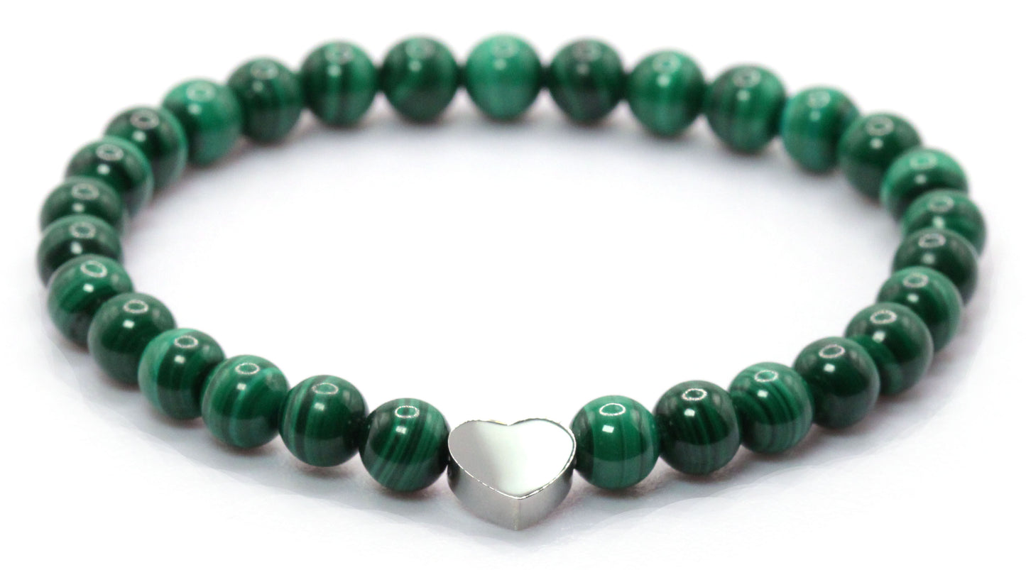 Malachit AAA Edelstein Armband mit Edelstahlherz