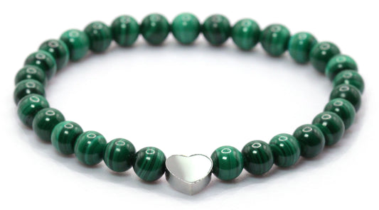Malachit AAA Edelstein Armband mit Edelstahlherz