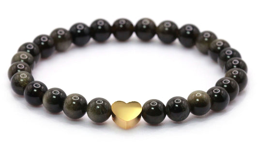 Goldobsidian Edelstein Armband mit Edelstahlherz