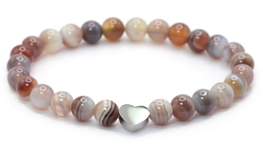 Botswana Edelstein Armband mit Edelstahlherz