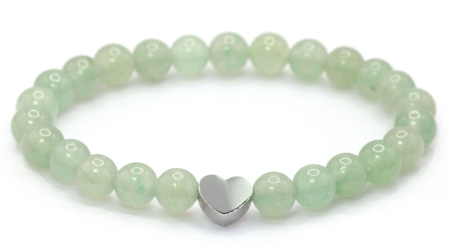 Grüner Aventurin Edelstein Armband mit Edelstahlherz