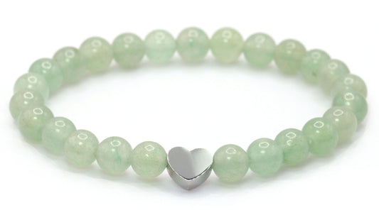 Grüner Aventurin Edelstein Armband mit Edelstahlherz