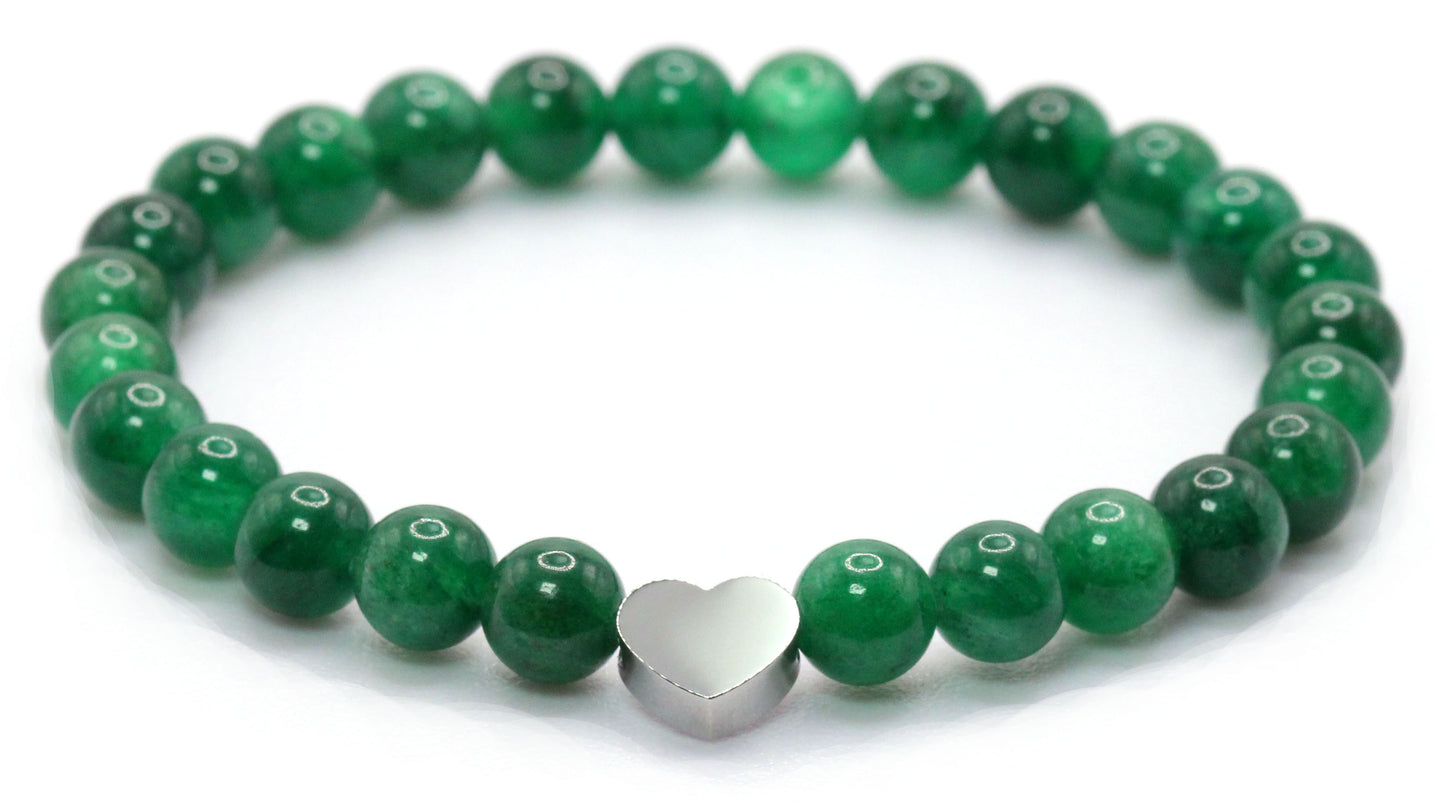 Grüner Lepidolith AAA Edelstein Armband mit Edelstahlherz