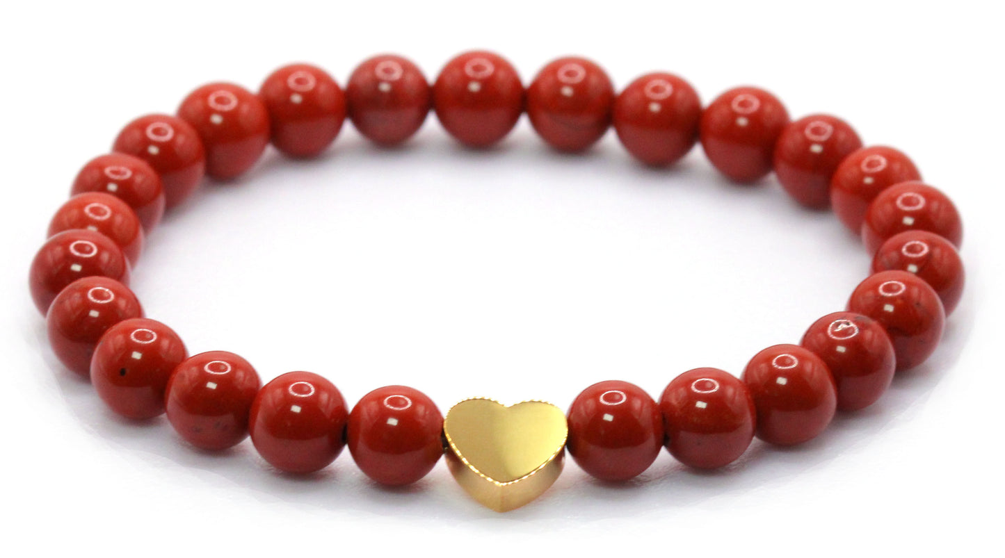 Roter Jaspis Edelstein Armband mit Edelstahlherz