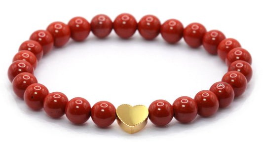 Roter Jaspis Edelstein Armband mit Edelstahlherz