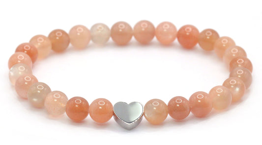 Sonnenstein Edelstein Armband mit Edelstahlherz