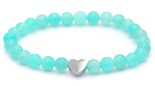 Amazonit AAA Edelstein Armband mit Edelstahlherz
