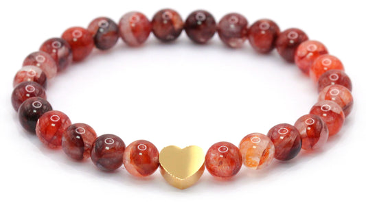 Eisenkieselquarz Edelstein Armband mit Edelstahlherz