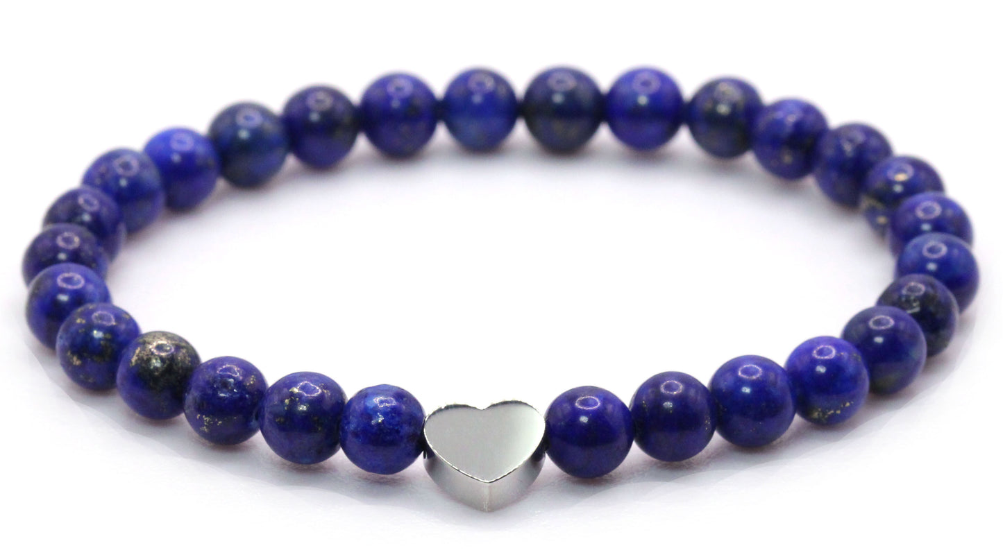 Lapislazuli AAA Edelstein Armband mit Edelstahlherz