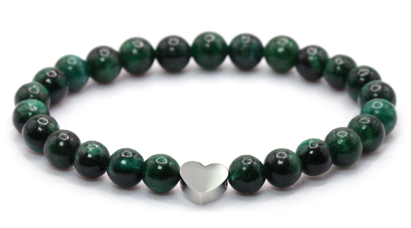 Smaragd Edelstein Armband mit Edelstahlherz