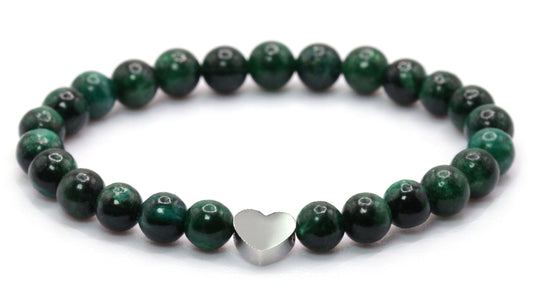 Smaragd Edelstein Armband mit Edelstahlherz