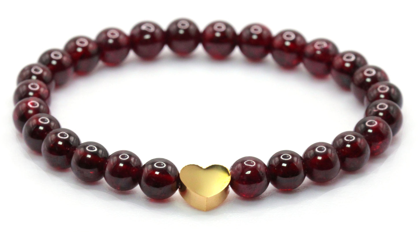 Granat AAA Edelstein Armband mit Edelstahlherz