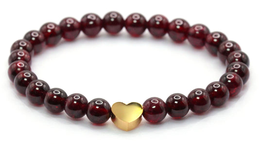 Granat AAA Edelstein Armband mit Edelstahlherz