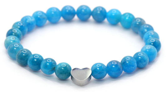 Apatit Edelstein Armband mit Edelstahlherz