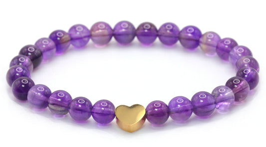 Amethyst Edelstein Armband mit Edelstahlherz