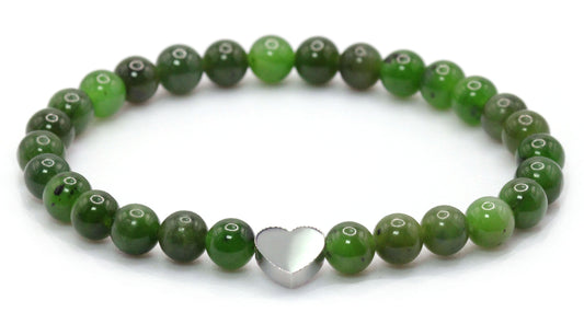 Nephrit Edelstein Armband mit Edelstahlherz
