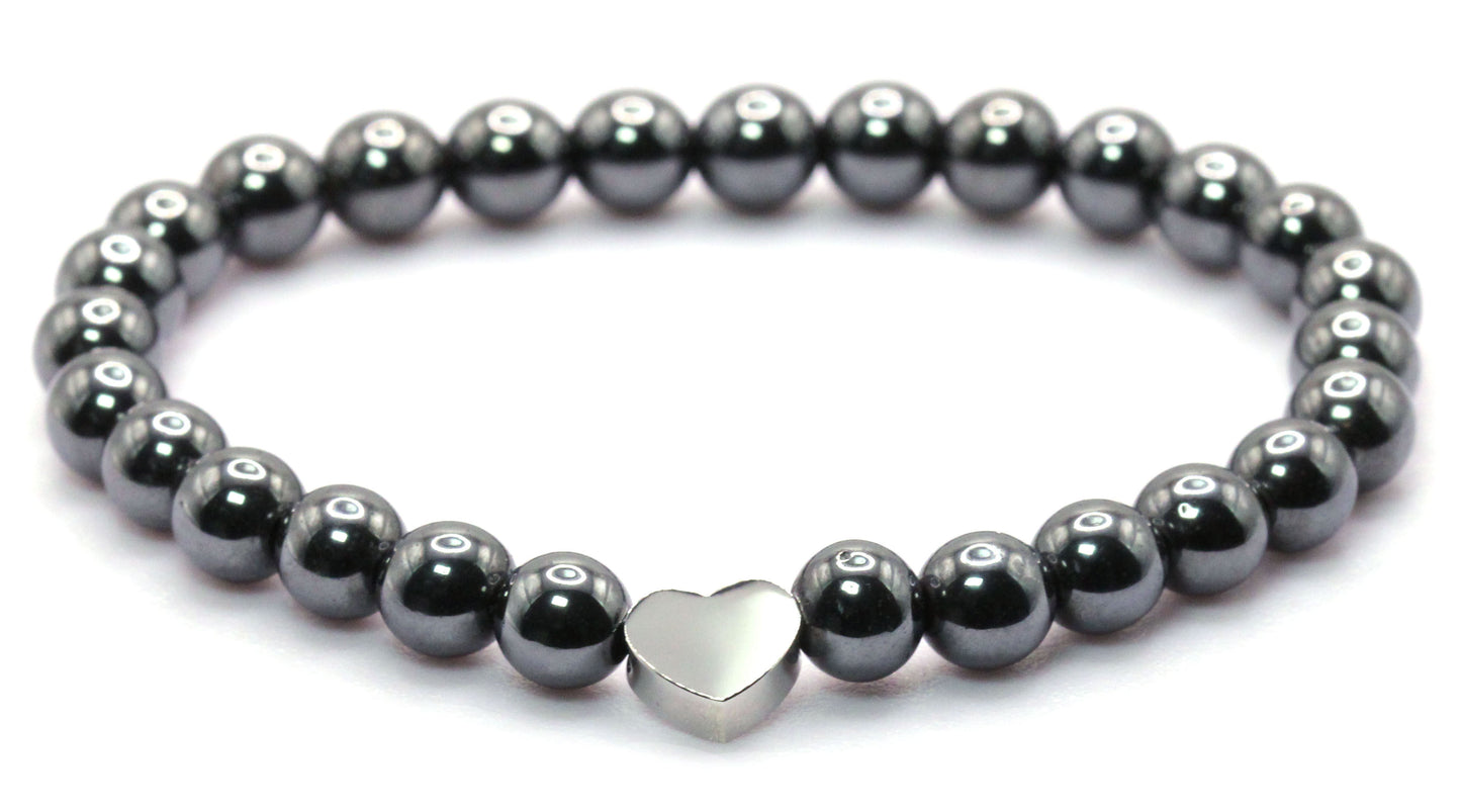 Hämatit Edelstein Armband mit Edelstahlherz