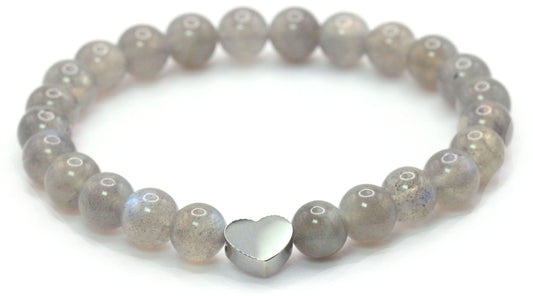 Labradorit AAA Edelstein Armband mit Edelstahlherz