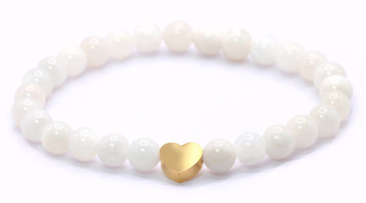 Mondstein Edelstein Armband mit Edelstahlherz