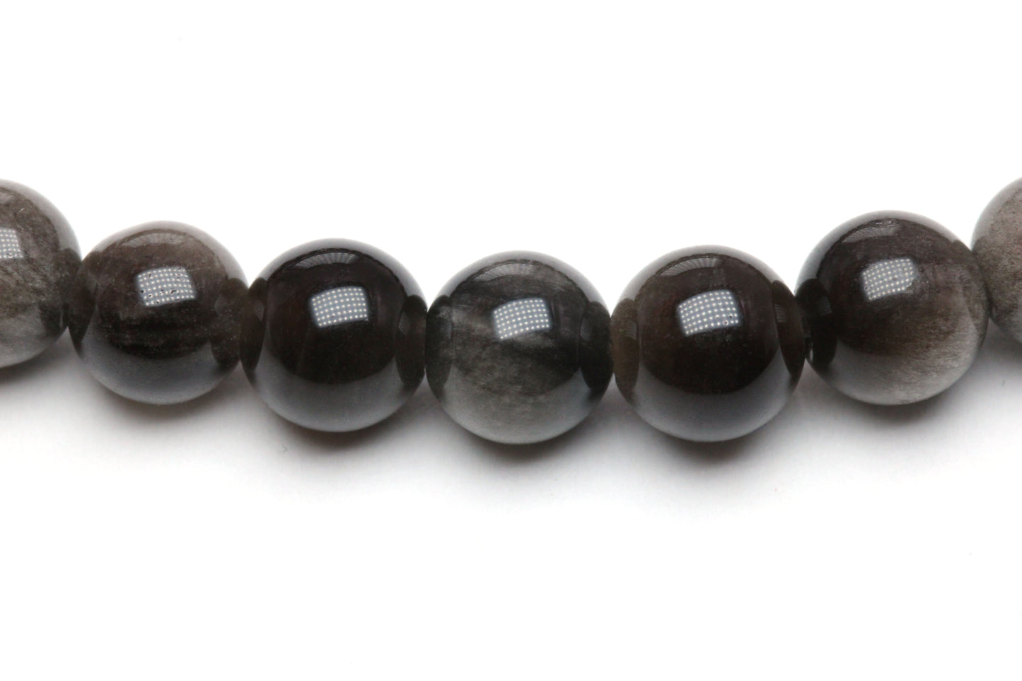 Silberobsidian Edelstein Armband mit Edelstahlherz