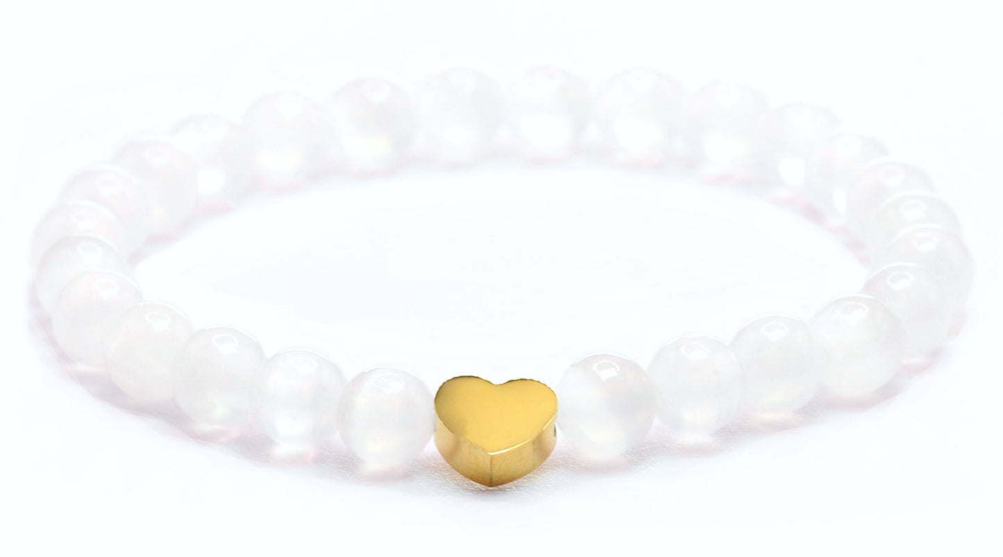 Selenit Edelstein Armband mit Edelstahlherz