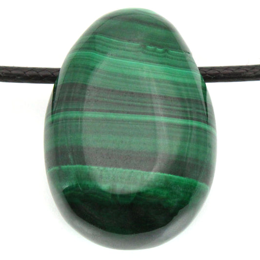 Echter Malachit Tropfenanhänger mit gewachstem Baumwollband