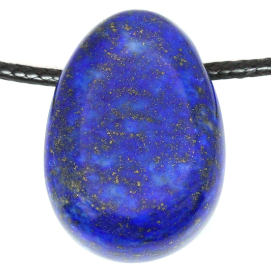 Echter Lapislazuli Tropfenanhänger mit gewachstem Baumwollband