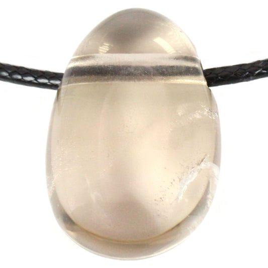 Echter Heller Rauchquarz Tropfenanhänger mit gewachstem Baumwollband